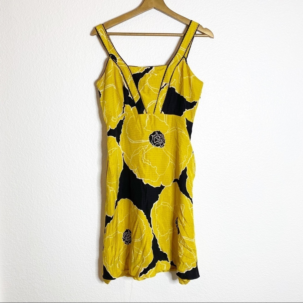 Moulinette Soeurs- Yellow Floral Silk Dress-Size 8